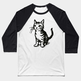 Stick figure cat in black ink Baseball T-Shirt